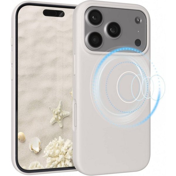 EAZY CASE Handyhülle für Apple iPhone 17 Pro Hülle Silikon 6,3 Zoll, Schutzcase mit MagSafe Slimcover Silikonschutzhülle elastisch Taupe