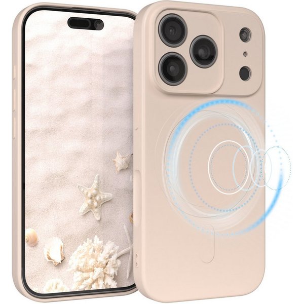 EAZY CASE Handyhülle für Apple iPhone 17 Pro Hülle Silikon 6,3 Zoll, Schutzcase mit MagSafe Slimcover Silikonschutzhülle elastisch Taupe