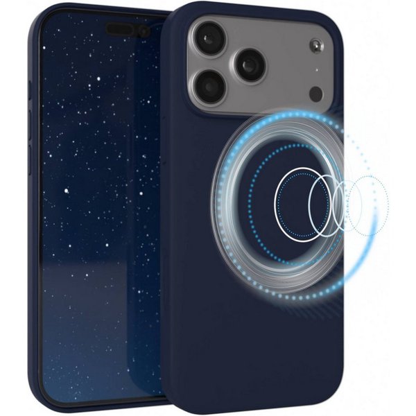 EAZY CASE Handyhülle für Apple iPhone 17 Pro Max Hülle Silikon 6,9 Zoll, Bumper Case MagSafe Matt Slimcover Silikonschutzhülle elastisch Blau