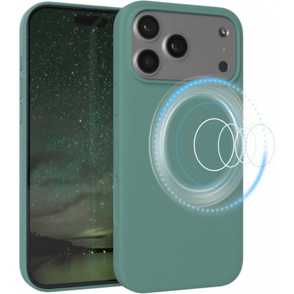 EAZY CASE Handyhülle für Apple iPhone 17 Pro Max Hülle Silikon 6,9 Zoll, Smart Slimcover Displayschutz Handycover Hülle mit MagSafe Dunkelgrün