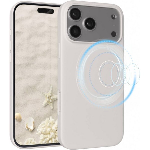 EAZY CASE Handyhülle für Apple iPhone 17 Pro Max Hülle Silikon 6,9 Zoll, Schutzcase mit MagSafe Slimcover Silikonschutzhülle elastisch Taupe