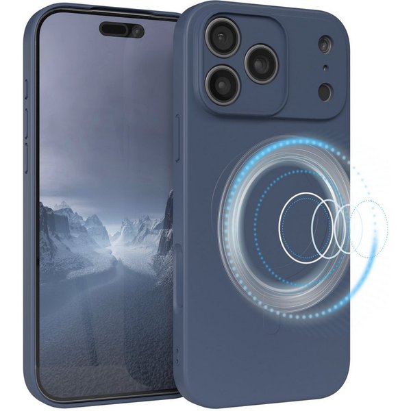 EAZY CASE Handyhülle für Apple iPhone 17 Pro Max Hülle Silikon 6,9 Zoll, Softcase mit MagSafe mattierte Silikonhülle Back Cover Petrol