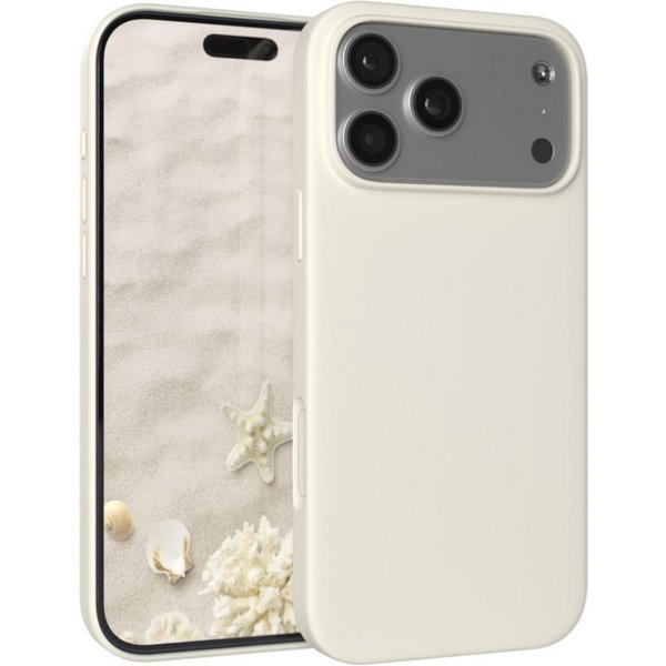 EAZY CASE Handyhülle für Apple iPhone 17 Pro Max Hülle Silikon 6,9 Zoll, Hülle Silikon mit Displayschutz Handy Softcase Slimcover Taupe / Beige
