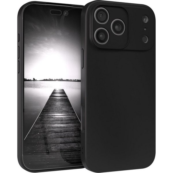 EAZY CASE Handyhülle für Apple iPhone 17 Pro Max Hülle Silikon 6,9 Zoll, Silikon Schutzhülle mit Kameraschutz kratzfest Back Cover Etui Schwarz