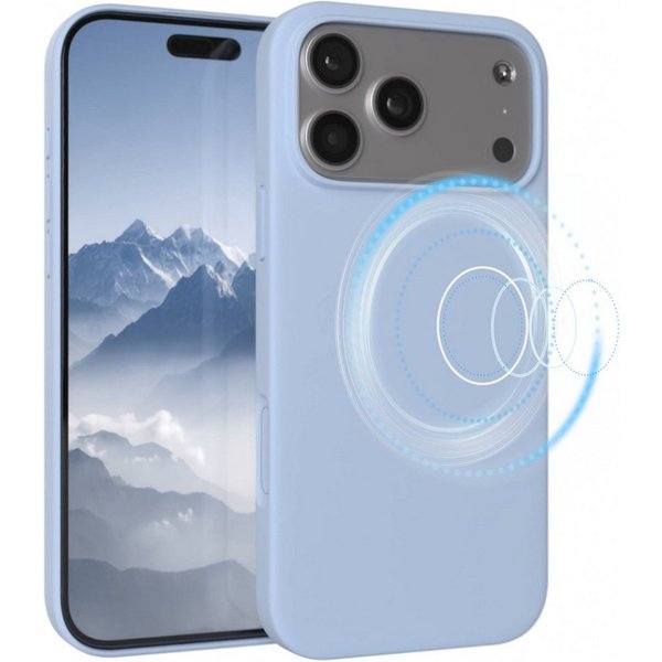 EAZY CASE Handyhülle für Apple iPhone 17 Pro Max Hülle Silikon 6,9 Zoll, Bumper Case MagSafe Matt Slimcover Silikonschutzhülle Hellblau
