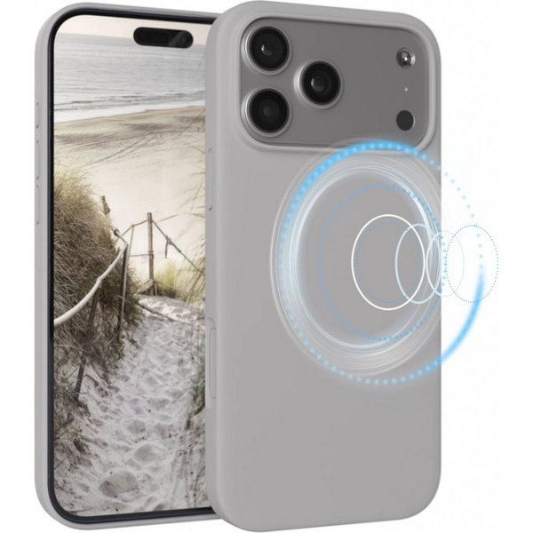 EAZY CASE Handyhülle für Apple iPhone 17 Pro Max Hülle Silikon 6,9 Zoll, Schutzhülle Silikon MagSafe mit Kameraschutz Handyschutz Hellgrau