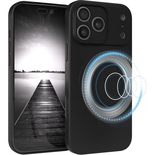 EAZY CASE Handyhülle für Apple iPhone 17 Pro Max Hülle Silikon 6,9 Zoll, Schutzhülle mit MagSafe kratzfest Back Cover Kameraschutz Schwarz