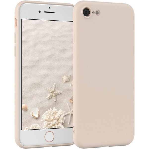 EAZY CASE Handyhülle für Apple iPhone SE 2022/2020 iPhone 8/7 Hülle Silikon 4,7 Zoll, Bumper Case Matt Slimcover Silikonschutzhülle elastisch Taupe / Beige