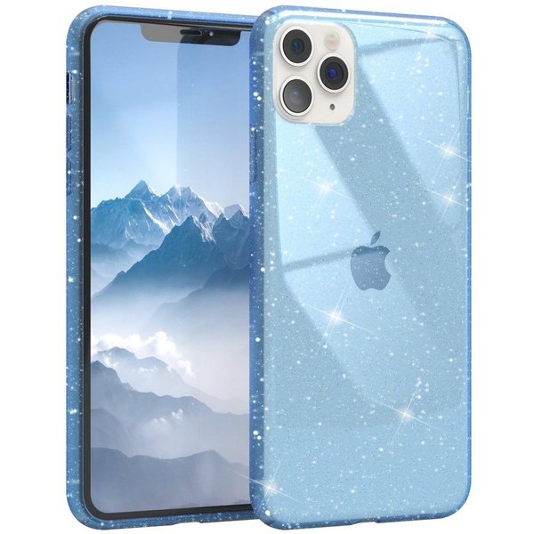 EAZY CASE Handyhülle Glitter Case für Apple iPhone 11 Pro Max 6,5 Zoll, Silikonhülle Etui Silikon Schutzhülle Glitzereffekt Phone Case Blau