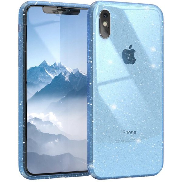 EAZY CASE Handyhülle Glitter Case für Apple iPhone XS Max 6,5 Zoll, Silikonhülle Etui Silikon Schutzhülle Glitzereffekt Phone Case Blau