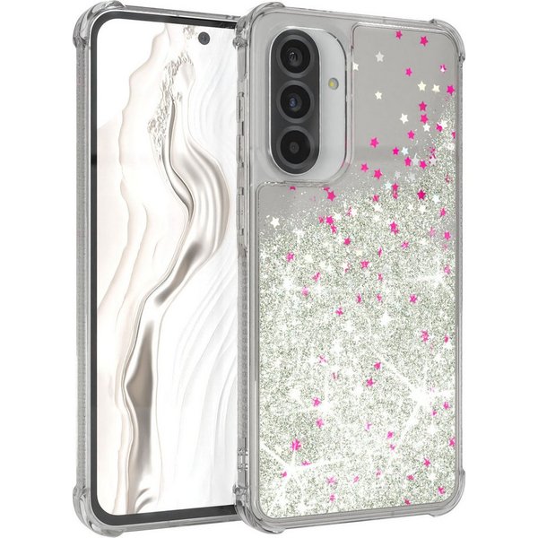 EAZY CASE Handyhülle Liquid Glittery Case für Samsung Galaxy A56 5G 6,7 Zoll, Kratzfeste Silikonhülle stoßfestes Back Cover Phone Case Etui Silber