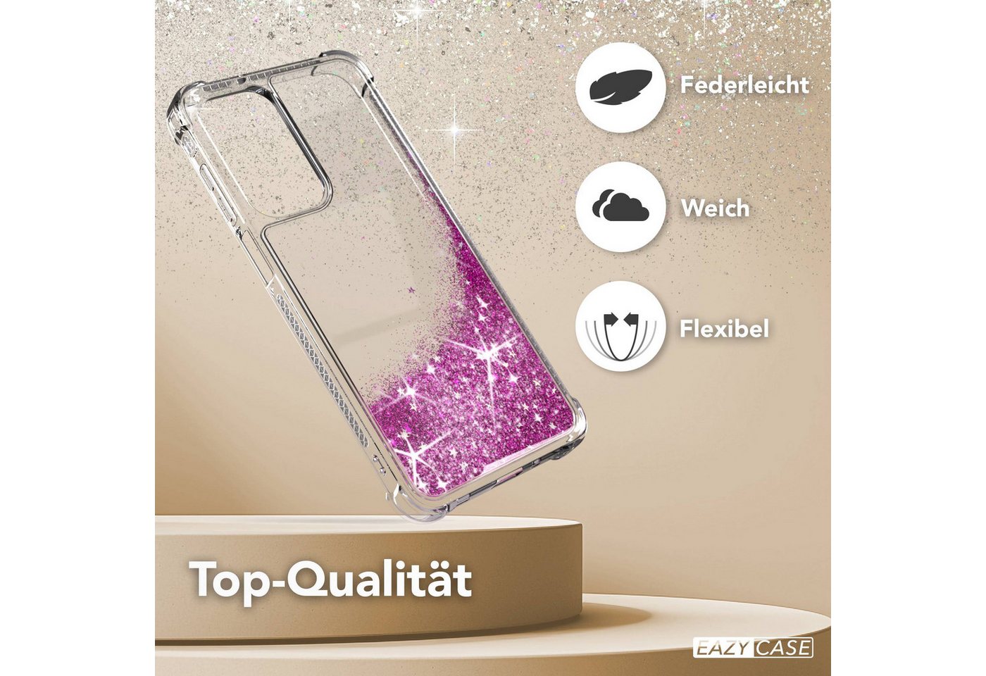 EAZY CASE Handyhülle Liquid Glittery Case für Samsung Galaxy A17 6,7 Zoll, Bumper Case Back Cover Glitter Glossy Handyhülle Etui Violett Lila – Bild 3 von 5