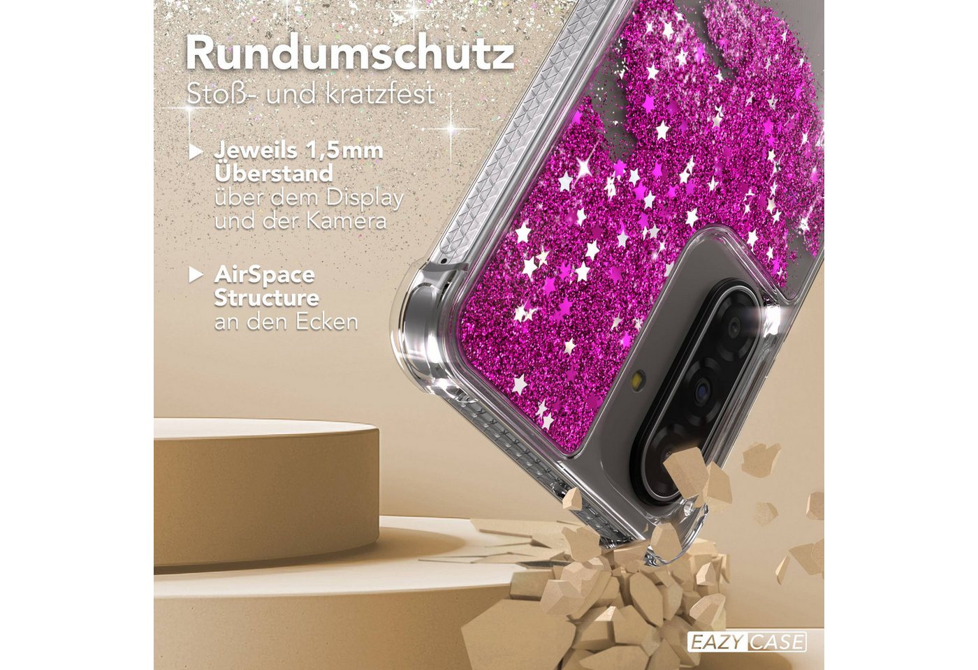 EAZY CASE Handyhülle Liquid Glittery Case für Samsung Galaxy A17 6,7 Zoll, Bumper Case Back Cover Glitter Glossy Handyhülle Etui Violett Lila – Bild 5 von 5