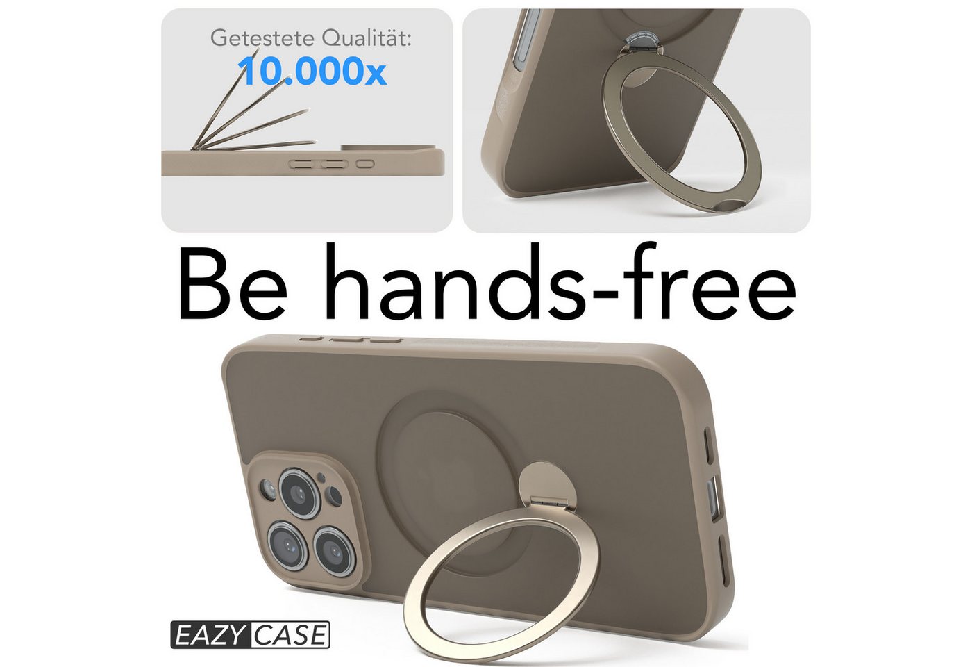 EAZY CASE Handyhülle Outdoor iPhone 16 Pro Max Case MagSafe Ring 6,9 Zoll, Outdoor Handy Hülle stoßfest Silikon Case Schutzhülle Bumper Goldbraun – Bild 5 von 5