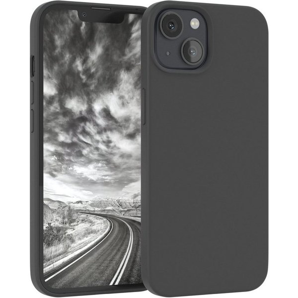 EAZY CASE Handyhülle Premium Silikon Case für Apple iPhone 13 6,1 Zoll, Schutzhülle mit Kameraschutz Back Cover Hülle Slimcover Anthrazit Grau