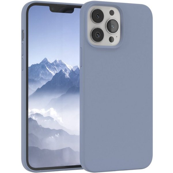 EAZY CASE Handyhülle Premium Silikon Case für Apple iPhone 13 Pro Max 6,7 Zoll, Hülle mit Kameraschutz Bumper Case stoßfest Handy Softcase Eis Blau