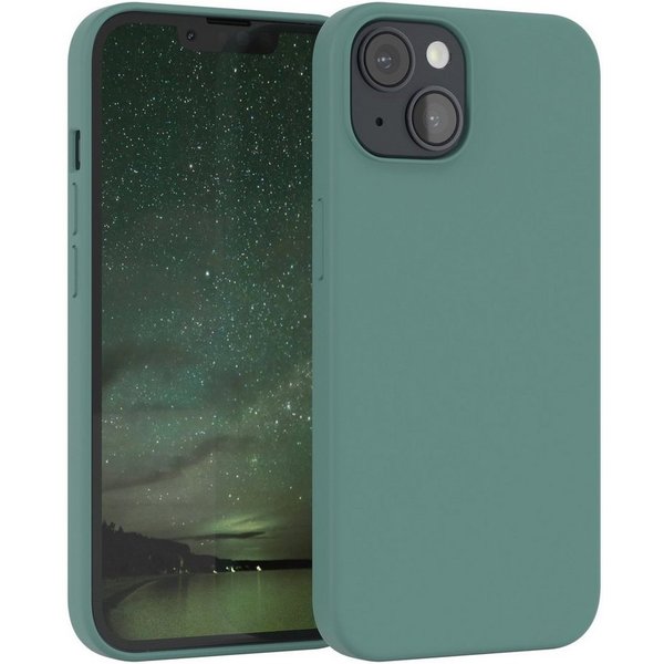 EAZY CASE Handyhülle Premium Silikon Case für Apple iPhone 14 6,1 Zoll, Schutzhülle mit Kameraschutz Back Cover Bumper Case Case Dunkelgrün
