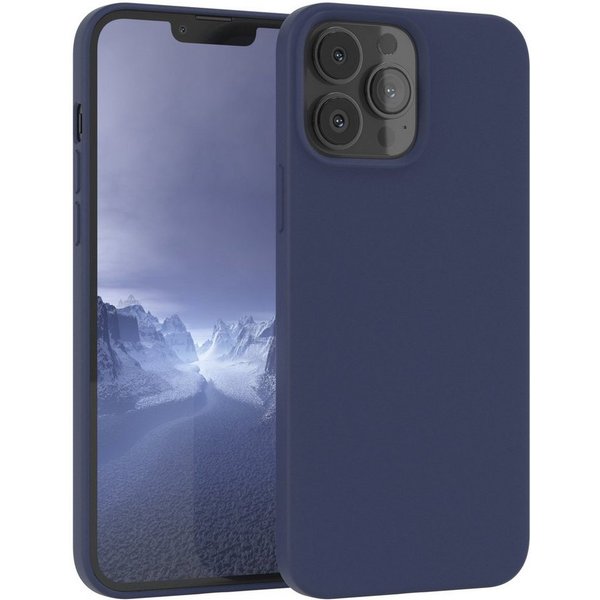 EAZY CASE Handyhülle Premium Silikon Case für Apple iPhone 13 Pro Max 6,7 Zoll, Handy Softcase Hülle Silikon mit Displayschutz Case Blau / Nachtblau