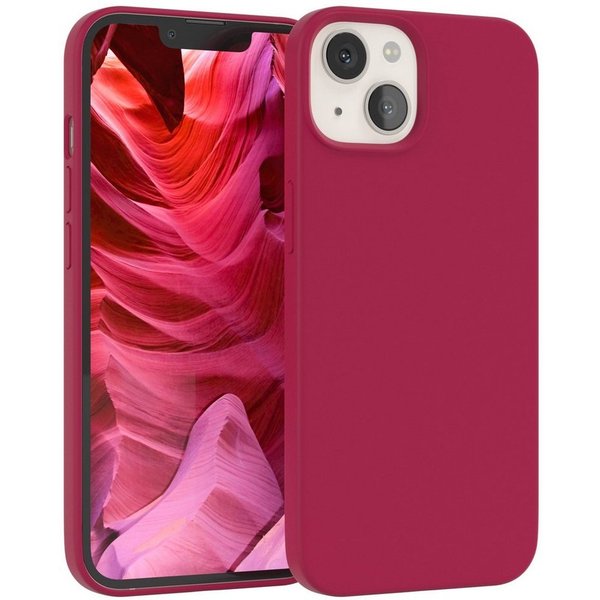 EAZY CASE Handyhülle Premium Silikon Case für Apple iPhone 13 6,1 Zoll, Hülle Silikon mit Displayschutz Handytasche aus Silikon Rot / Beere