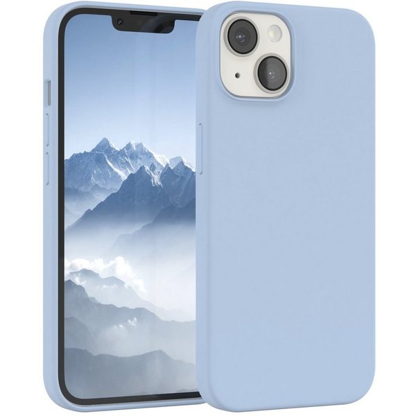 EAZY CASE Handyhülle Premium Silikon Case für Apple iPhone 14 6,1 Zoll, Slimcover mit Displayschutz Hülle Bumper Case kratzfest Etui Hellblau