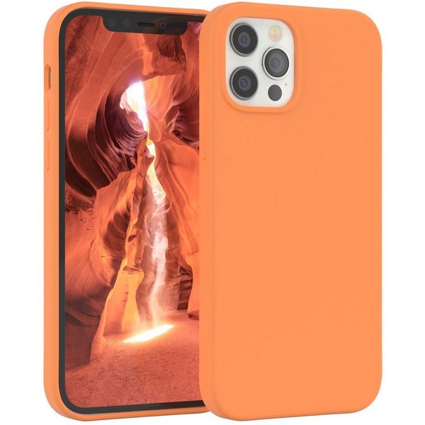 EAZY CASE Handyhülle Premium Silikon Case für iPhone 12 / iPhone 12 Pro 6,1 Zoll, Case stoßfest Smart Slimcover mit Displayschutz Back Cover Etui Orange