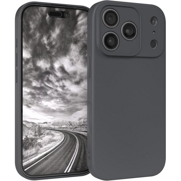 EAZY CASE Handyhülle Silikonhülle für Apple iPhone 18 Pro 6,3 Zoll, Hülle mit Kameraschutz Handycase Soft Smart Slimcover matt Dunkelgrau