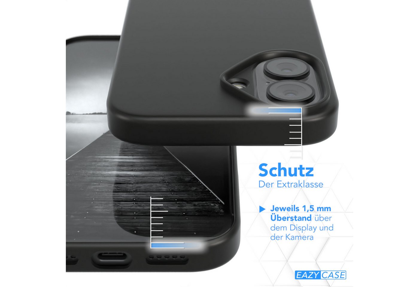 EAZY CASE Handyhülle Slimcover aus Silikon Solid Schwarz für Apple iPhone 17 Serie 6,3 Zoll, Hülle für Apple iPhone 17 Schwarzes Silikon Slim Case Solid Backcov – Bild 3 von 5