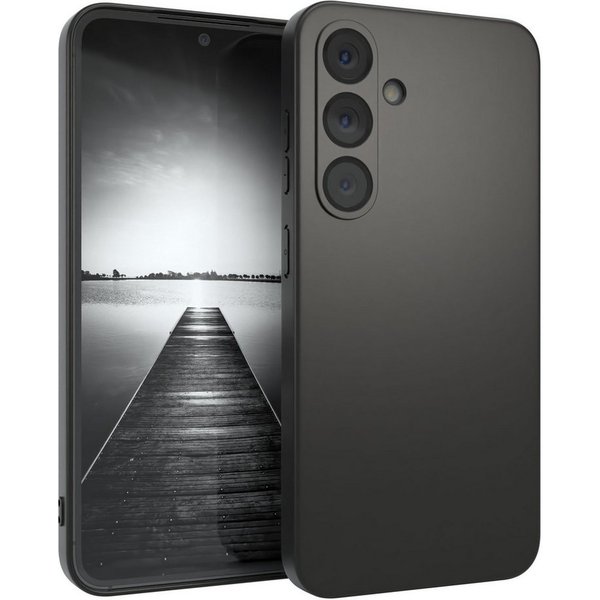 EAZY CASE Handyhülle Slimcover Solid Schwarz für Galaxy S25 Serie 6,2 Zoll, schwarze Hülle Ultra Dünn Silikon Backcover TPU Telefonhülle Solid