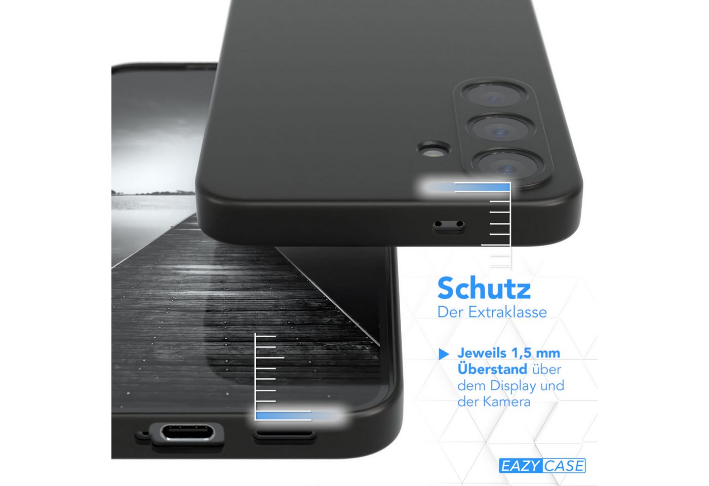 EAZY CASE Handyhülle Slimcover Solid Schwarz für Galaxy S25 Serie 6,2 Zoll, schwarze Hülle Ultra Dünn Silikon Backcover TPU Telefonhülle Solid – Bild 3 von 5