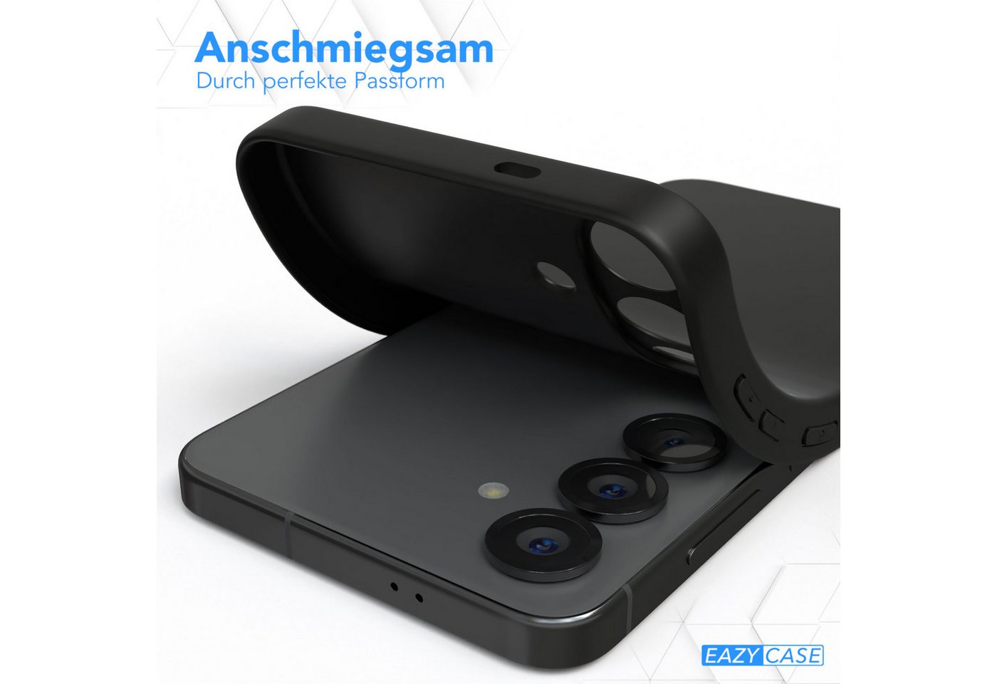 EAZY CASE Handyhülle Slimcover Solid Schwarz für Galaxy S25 Serie 6,2 Zoll, schwarze Hülle Ultra Dünn Silikon Backcover TPU Telefonhülle Solid – Bild 5 von 5