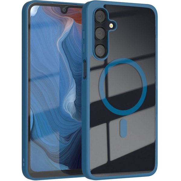 EAZY CASE Handyhülle Transparente Hülle MagSafe Samsung Galaxy A16 5G 6,7 Zoll, Silikon Handyhülle, Schutzhülle mit Kameraschutz, Etui magnetisch Blau