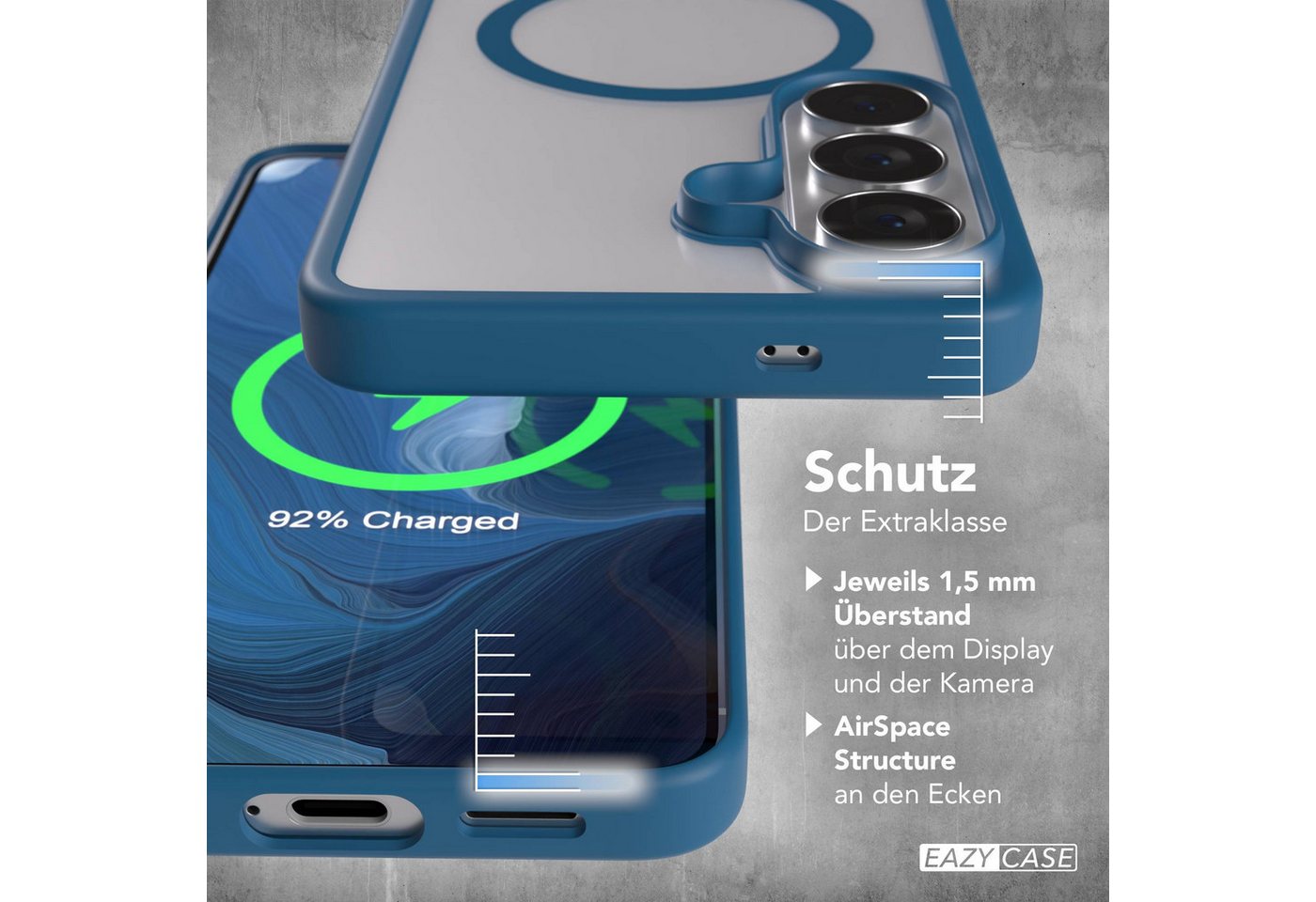 EAZY CASE Handyhülle Transparente Hülle mit MagSafe Samsung Galaxy S26 6,3 Zoll, Silikon Handyhülle, Schutzhülle mit Kameraschutz, Etui magnetisch Blau – Bild 4 von 5