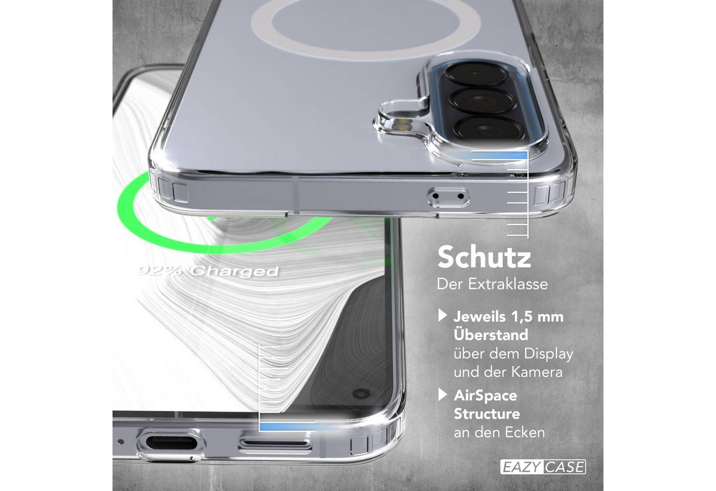 EAZY CASE Handyhülle Transparente Hülle mit MagSafe Samsung Galaxy A57 6,7 Zoll, Back Cover, Bumper Case, Handy Schutzhülle Kameraschutz, Durchsichtig – Bild 4 von 5