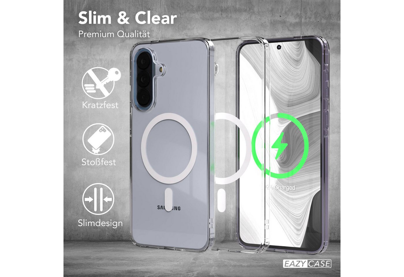 EAZY CASE Handyhülle Transparente Hülle mit MagSafe Samsung Galaxy A57 6,7 Zoll, Back Cover, Bumper Case, Handy Schutzhülle Kameraschutz, Durchsichtig – Bild 5 von 5
