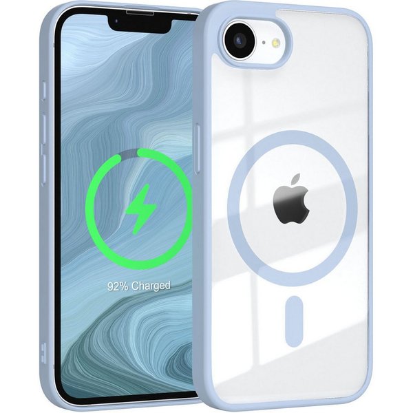 EAZY CASE Handyhülle Transparente Hülle mit MagSafe für iPhone 16e 6,1 Zoll, Softcase, Schutzhülle mit Displayschutz, stoßfest, kratzfest, Hellblau