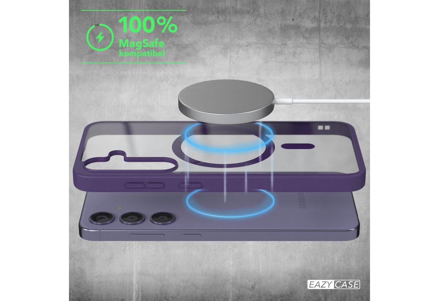 EAZY CASE Handyhülle Transparente Hülle mit MagSafe Galaxy S24 Plus 6,7 Zoll, Hülle mit Kameraschutz, Smart Case kompatibel mit Magsafe, Violett – Bild 3 von 5