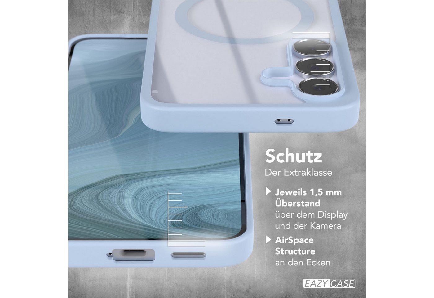 EAZY CASE Handyhülle Transparente Hülle mit MagSafe Galaxy S25 FE 6,7 Zoll, Softcase, Schutzhülle mit Displayschutz, stoßfest, kratzfest, Hellblau – Bild 4 von 5