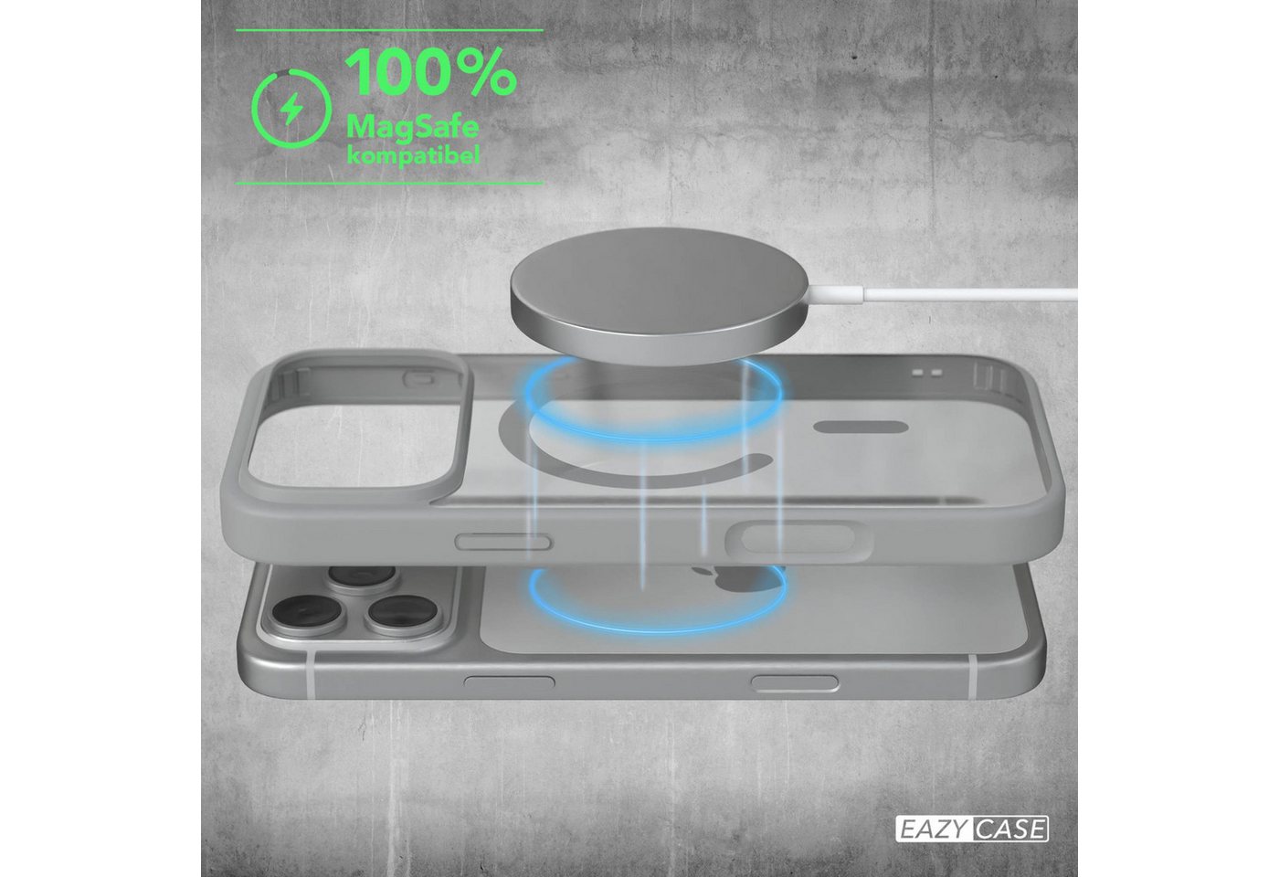 EAZY CASE Handyhülle Transparente Hülle mit MagSafe iPhone 17 Pro Max 6,9 Zoll, Back Cover Slimcover mit Displayschutz, Magsafefunktion, Bumper-Hülle – Bild 3 von 5