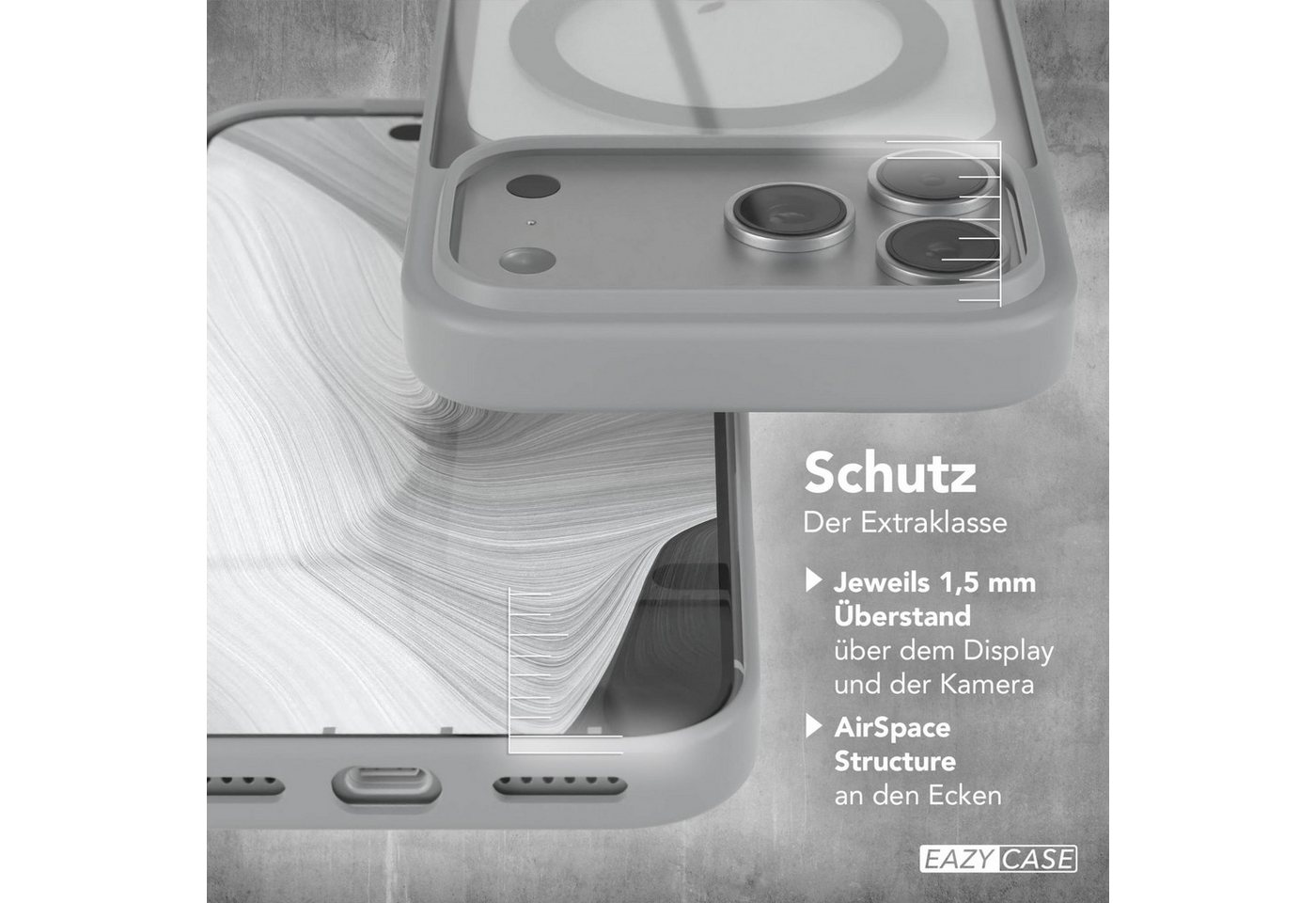 EAZY CASE Handyhülle Transparente Hülle mit MagSafe iPhone 17 Pro Max 6,9 Zoll, Back Cover Slimcover mit Displayschutz, Magsafefunktion, Bumper-Hülle – Bild 4 von 5