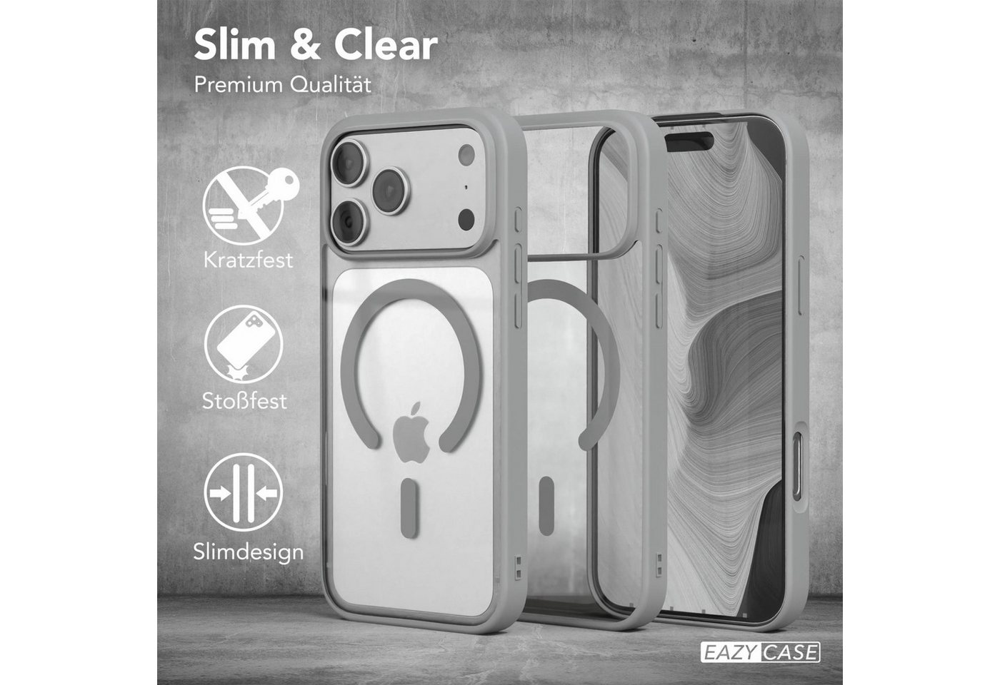 EAZY CASE Handyhülle Transparente Hülle mit MagSafe iPhone 17 Pro Max 6,9 Zoll, Back Cover Slimcover mit Displayschutz, Magsafefunktion, Bumper-Hülle – Bild 5 von 5