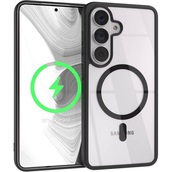EAZY CASE Handyhülle Transparente Hülle mit MagSafe Samsung Galaxy S26 6,3 Zoll, Qi Charging kompatibel, Silicon Case, Slimcover Displayschutz, Schwarz