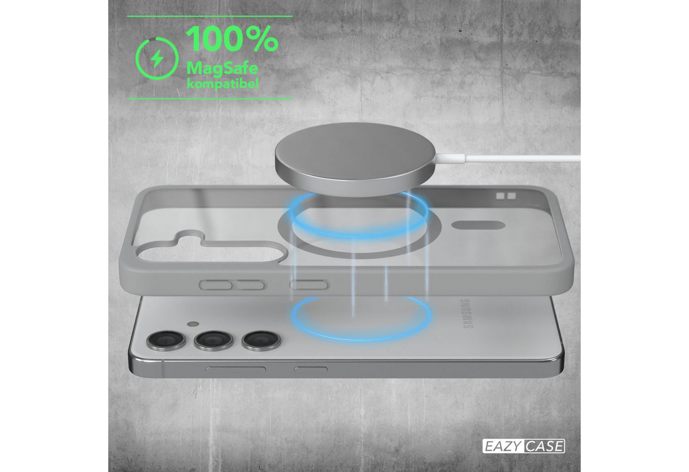 EAZY CASE Handyhülle Transparente Hülle mit MagSafe Samsung Galaxy S24 6,2 Zoll, Back Cover Slimcover mit Displayschutz, Magsafefunktion, Bumper-Hülle – Bild 3 von 5