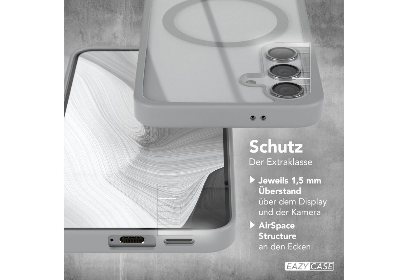 EAZY CASE Handyhülle Transparente Hülle mit MagSafe Samsung Galaxy S24 6,2 Zoll, Back Cover Slimcover mit Displayschutz, Magsafefunktion, Bumper-Hülle – Bild 4 von 5
