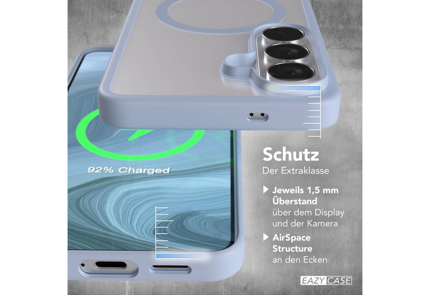EAZY CASE Handyhülle Transparente Hülle mit MagSafe Samsung Galaxy S26 6,3 Zoll, Softcase, Schutzhülle mit Displayschutz, stoßfest, kratzfest, Hellblau – Bild 4 von 5