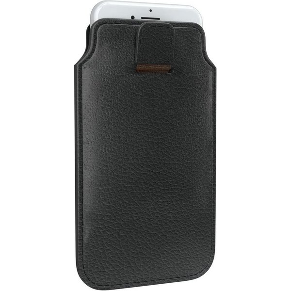 EAZY CASE Handyhülle Universal Pull-Out Case M max. 6,8-13,8 cm, Tasche Pull Out Case Kartenfach Etui Vintage Look Klapptasche Schwarz