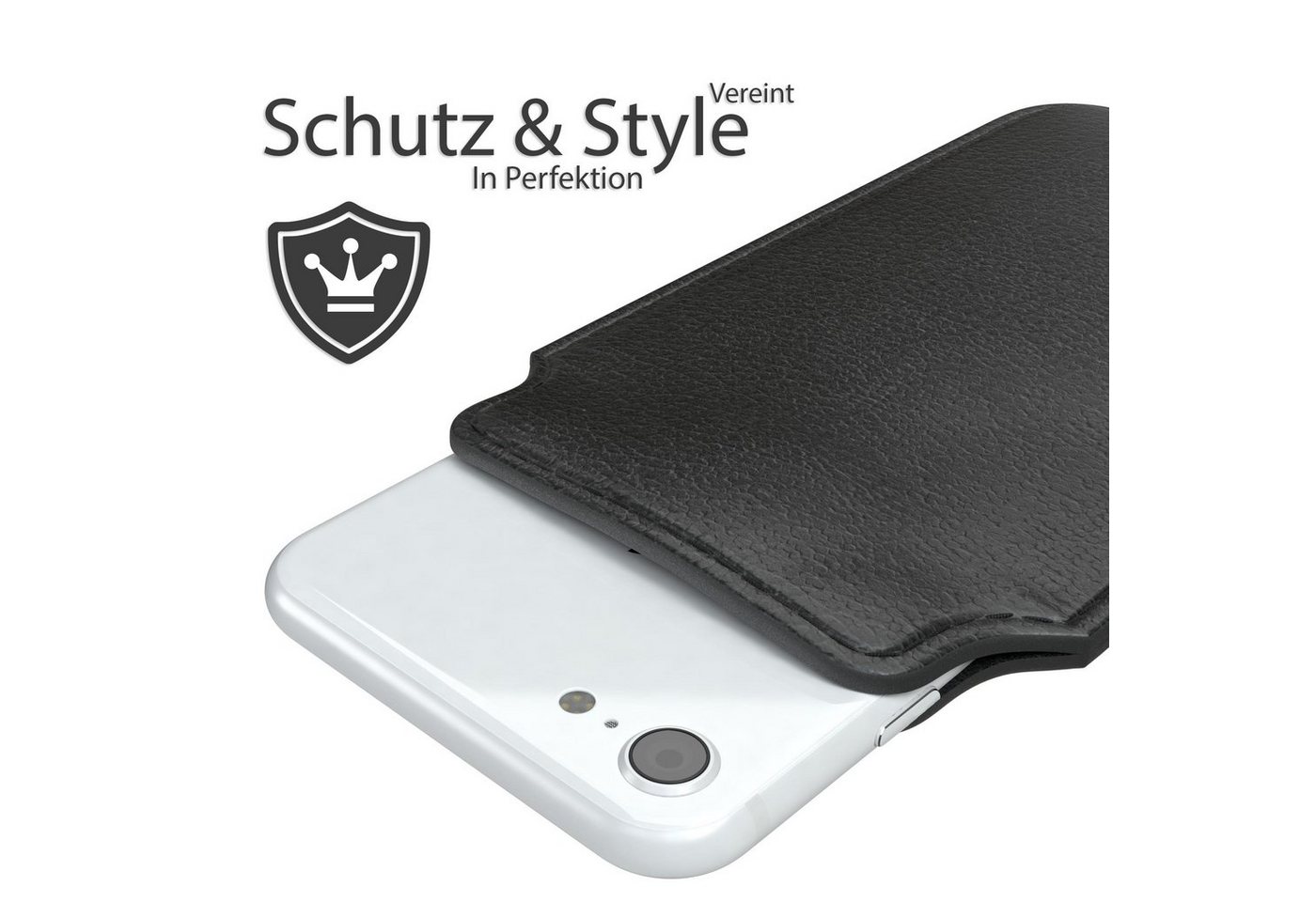 EAZY CASE Handyhülle Universal Pull-Out Case M max. 6,8-13,8 cm, Tasche Pull Out Case Kartenfach Etui Vintage Look Klapptasche Schwarz – Bild 2 von 5