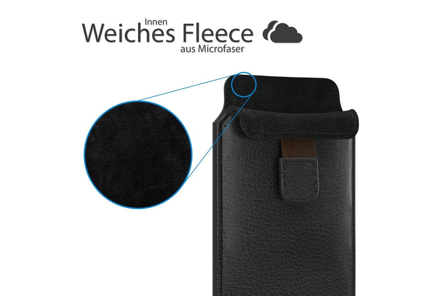 EAZY CASE Handyhülle Universal Pull-Out Case M max. 6,8-13,8 cm, Tasche Pull Out Case Kartenfach Etui Vintage Look Klapptasche Schwarz – Bild 4 von 5