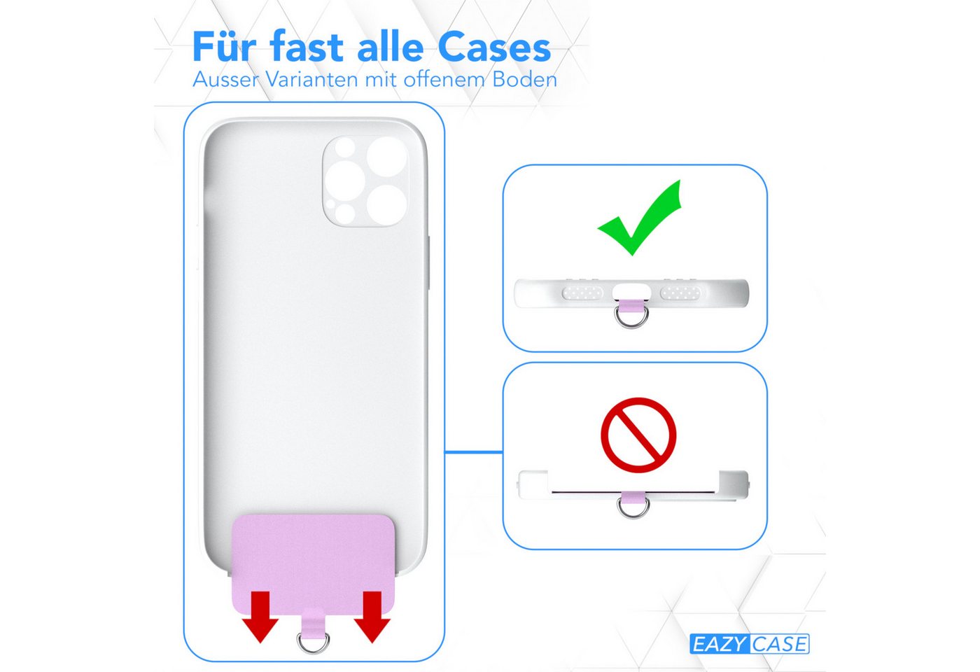 EAZY CASE Handykette Universal Handykette mit Breitband, Umhängetasche Pad mit Kordel Smartphonekette Handykette Breit Violett – Bild 5 von 5