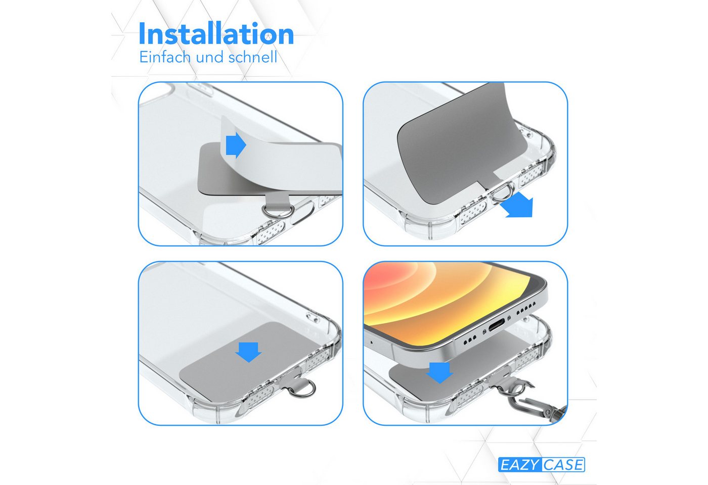 EAZY CASE Handykette Universal Handykette mit Breitband, Handykette für Xiaomi Huawei Samsung iPhone etc. für alle Modelle Grau – Bild 4 von 5