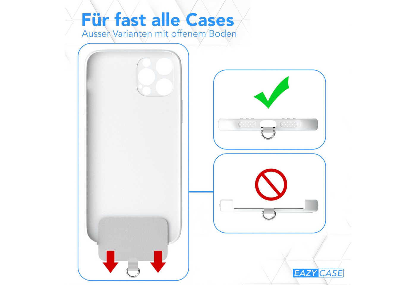 EAZY CASE Handykette Universal Handykette mit Breitband, Handykette für Xiaomi Huawei Samsung iPhone etc. für alle Modelle Grau – Bild 5 von 5